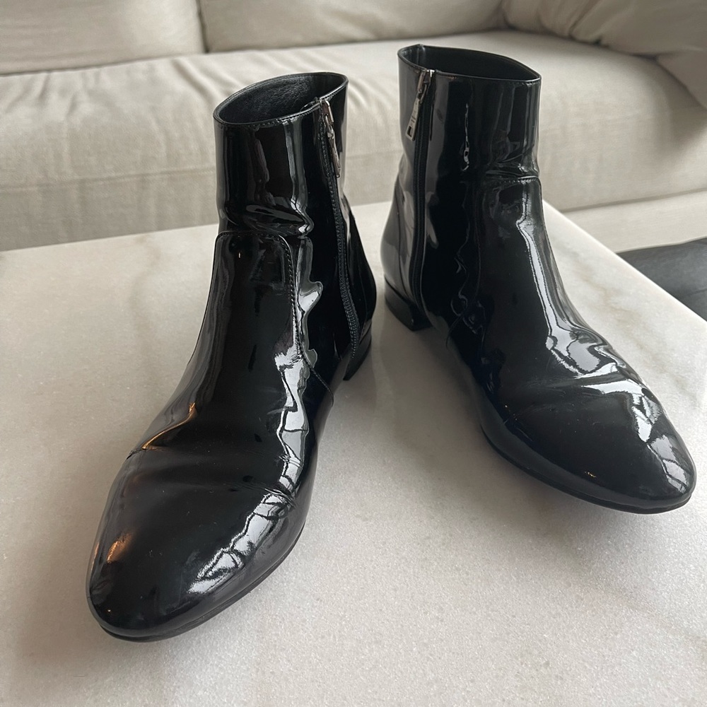 Prada black patent leather boots size 40